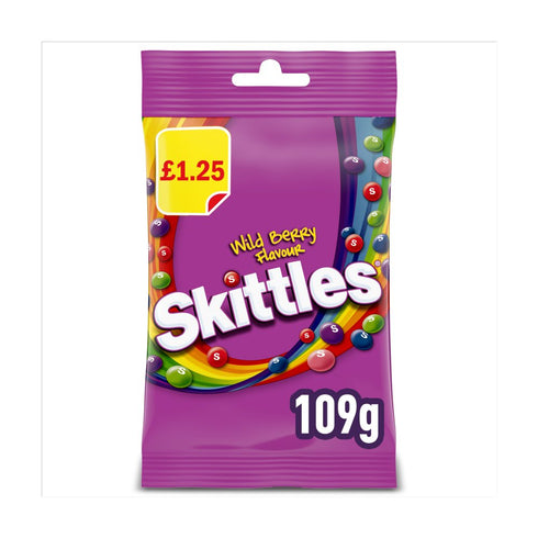 Skittles Vegan Chewy Sweets Wild Berry Fruit Flavoured Treat Bag £1.25 PMP 109g