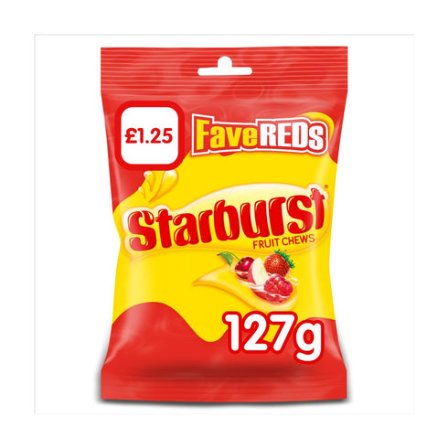 Starburst Fave Reds Vegan Chewy Sweets Fruit Flavoured Treat Bag £1.25 PMP 127g