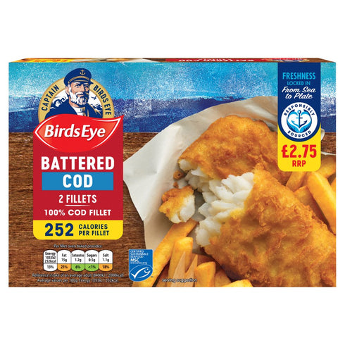 Birds Eye 2 Battered Cod Fillets 200g