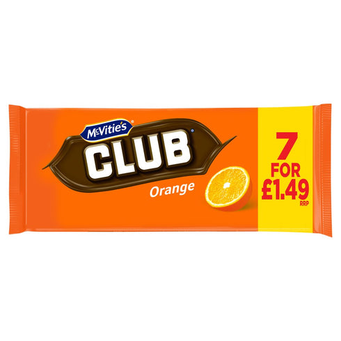McVitie's Club Orange Chocolate Biscuit Bars Multipack 6 x 22.6g, 136g