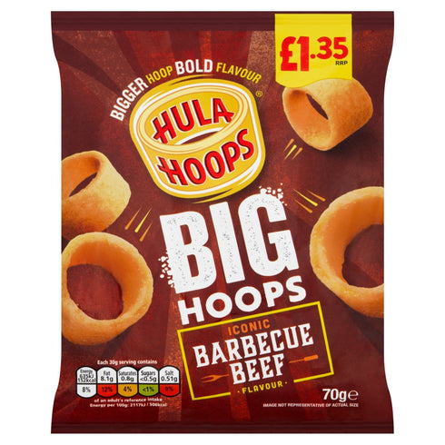 Hula Hoops Big Hoops BBQ Beef Flavour Potato Rings 80g