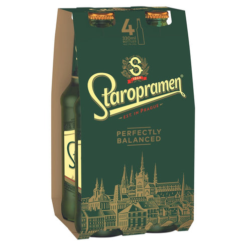 Staropramen Premium Czech Style Pilsner Lager Beer 4 x 330ml Bottle
