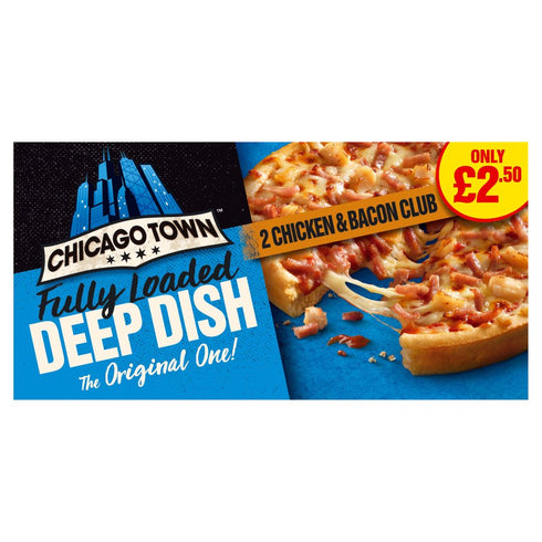Chicago Town 2 Deep Dish Chicken & Bacon Club Mini Pizzas 2 x 156g (PMP)