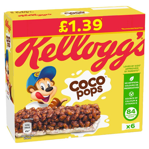 Kellogg's Coco Pops Cereal Bars 6x20g