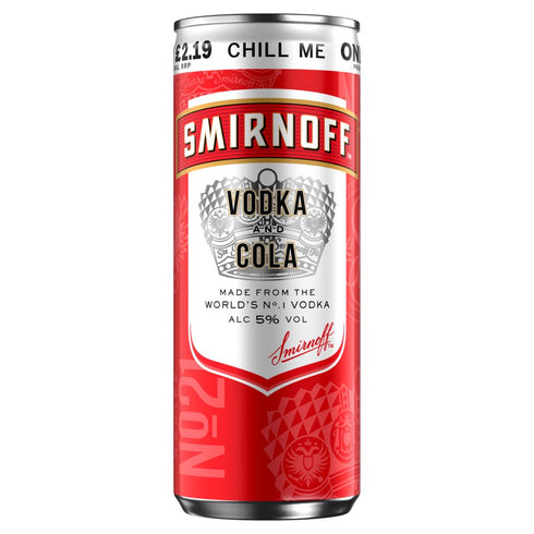 Smirnoff & Cola Vodka Mixed Drink 250ml PMP