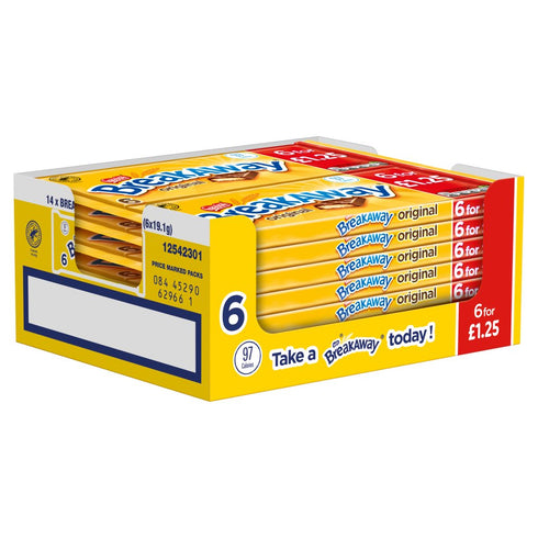 Breakaway Milk Chocolate Biscuit Bar Multipack 6 Pack