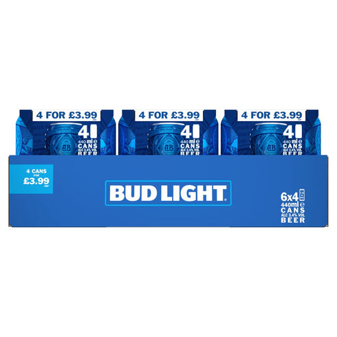 Bud Light Lager Beer Cans 4x440ml