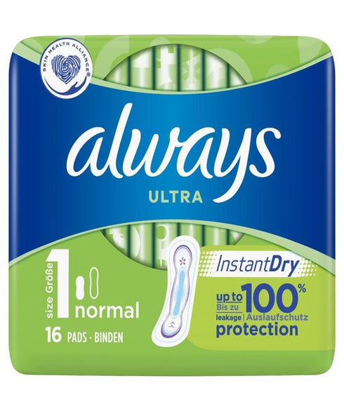 Always Ultra Normal (Size 1) Sanitary Towels 16 Pads