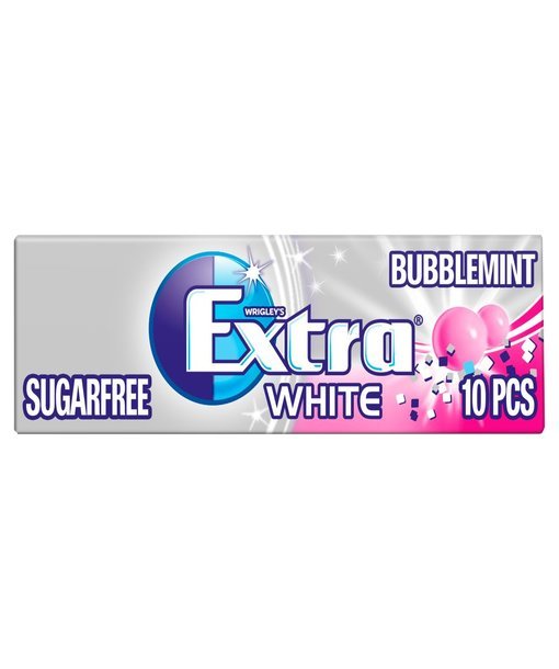 Extra White Bubblemint Chewing Gum Sugar Free 10 Pieces Kasa Beeston