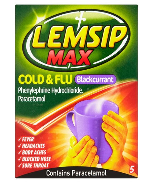 Lemsip Max Cold & Flu Blackcurrant 5 Sachets