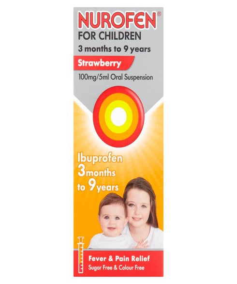 Nurofen for Children, Ibuprofen Liquid Max 9 Years, Strawberry, 100ml