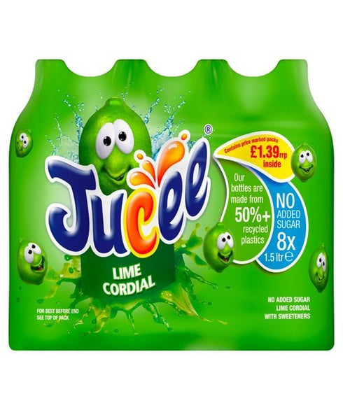 Jucee No Added Sugar Lime Cordial 1.5 Ltr