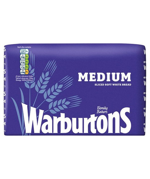 Warburtons Medium Sliced Soft White Bread 800g