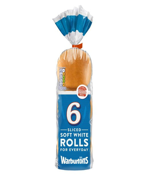 Warburtons 6 Soft White Sliced Rolls