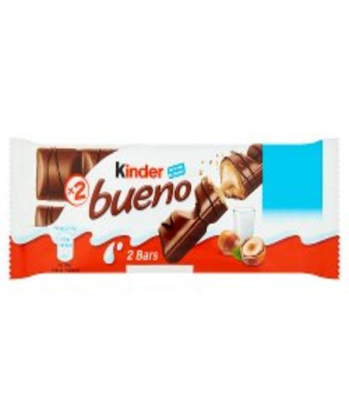 Kinder Bueno Milk Chocolate and Hazelnuts Single Bar 2 Finger x 21.5g (43g)