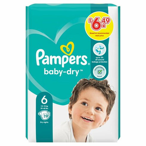 Pampers aby & Toddler > Diapering > Diapers-Dry Size 6, 19 Nappies